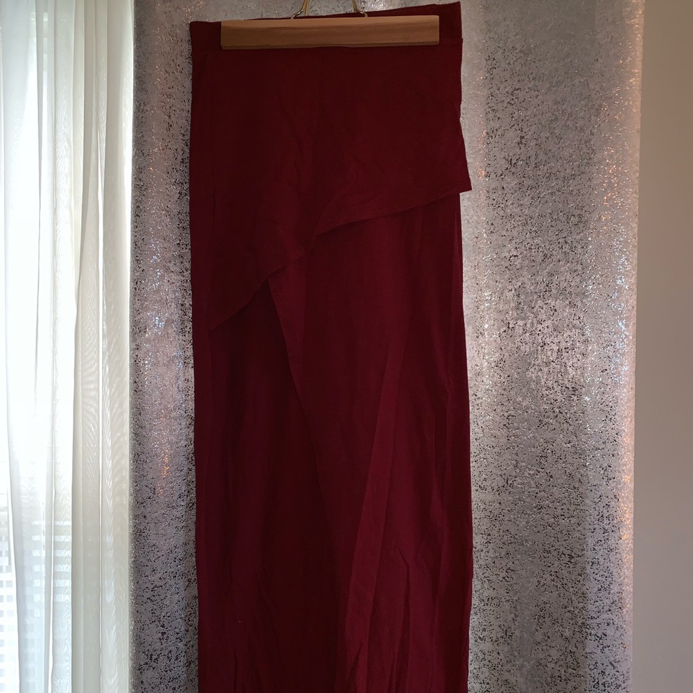 Maroon high slit skirt by Kendall & Kylie
